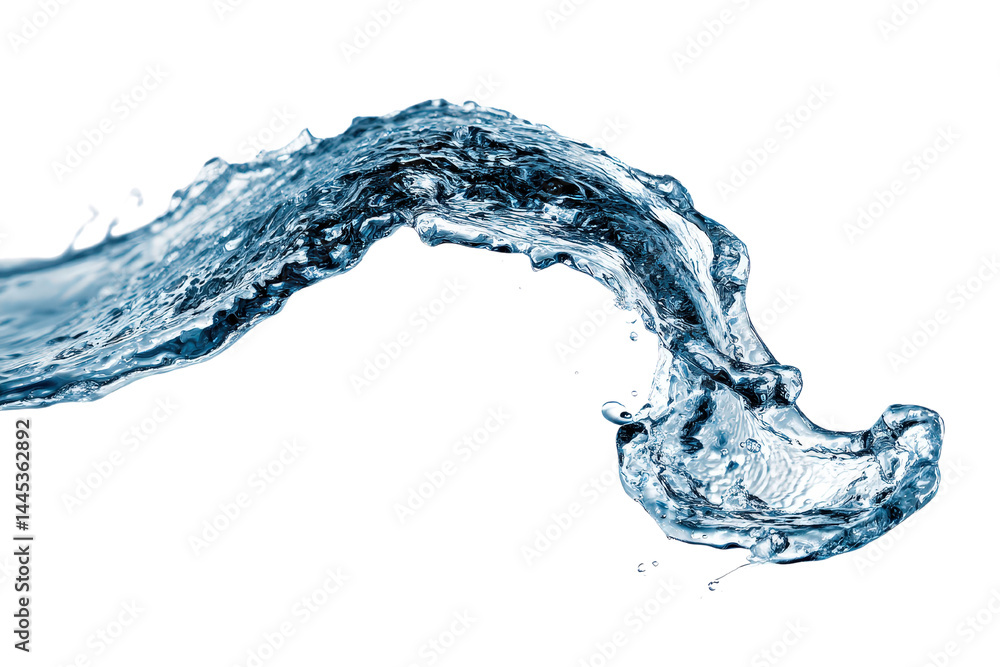 Poster dynamic water splashing in mid-air creating an arc curve