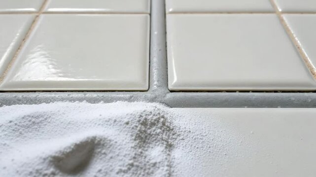 Powder white ceramic tile surface texture with grout lines highlights housing development construction and renovation for modern living spaces