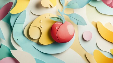 Paper-Crafted Peach Composition: A Delightful Pastel Arrangement with Fruity Charm