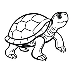 Simple Line Drawing of a Smiling Turtle for Coloring