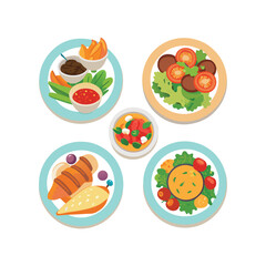 Plated Dishes A Colorful and Healthy Food Arrangement