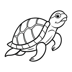 Simple Line Drawing of a Smiling Turtle for Coloring