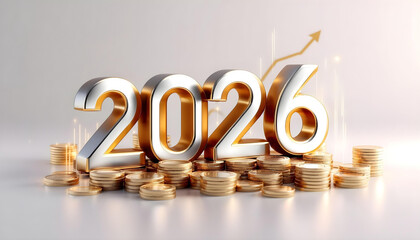 3D text 2026 with coin 