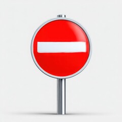 Red no entry sign illustration on white background