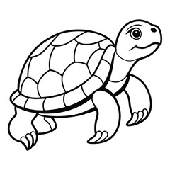 Simple Line Drawing of a Smiling Turtle for Coloring