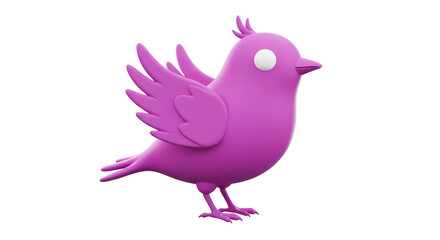 Isolated Bright Pink Bird 3D Render with Playful Design