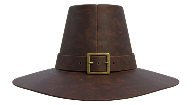 Isolated Brown Pilgrim Hat with Buckle