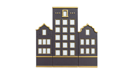 Isolated Miniature Amsterdam Canal Houses Souvenir