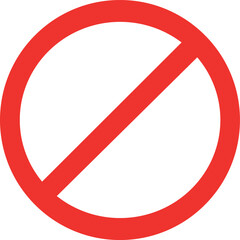 Red prohibited sign icon representing restriction ban stop action not allowed or denied access symbol in warning or caution based design theme