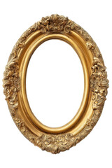 Vintage Oval Frame with Intricate Floral Design in Golden Color