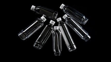 Naklejka premium Empty bottles on black.