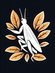 White insect amidst orange leaves on dark background