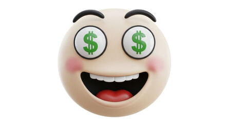 Isolated Smiley Face with Dollar Sign Eyes