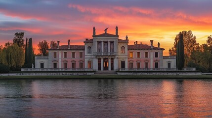 Fototapeta premium Doge's former villa. Sunset. Passariano.
