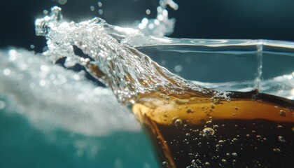 Artistic macro of tea tannins diffusing in water close-up beverage photography studio environment abstract concept