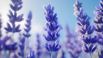 Purple lavender blossoms blooming in sunlight