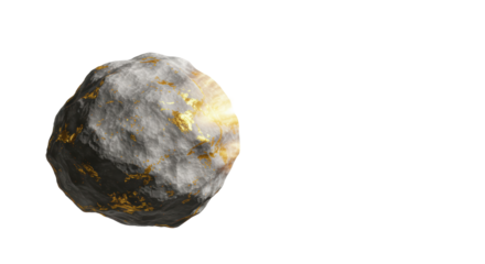 Isolated Asteroid with Gold Veins Space Rock