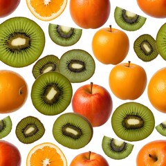 Fototapeta premium Fresh Fruit Medley Apples, Kiwis, and Oranges
