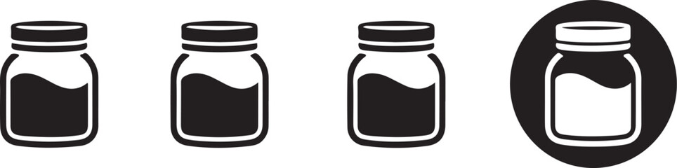 Three Black Jars and One White Jar Icon Set