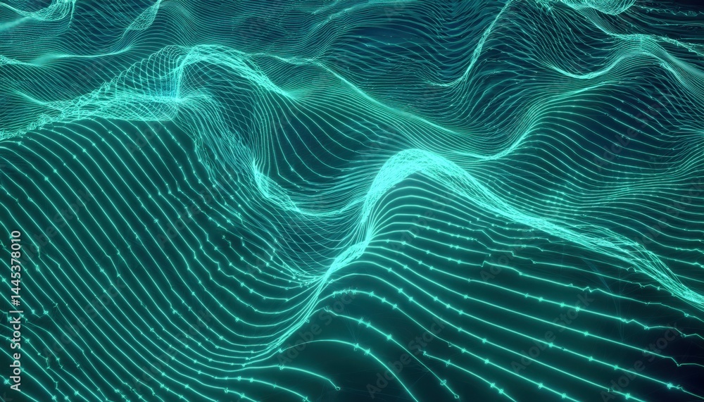 Poster  abstract vector grid lines flowing in digital space for web design, technology, and branding