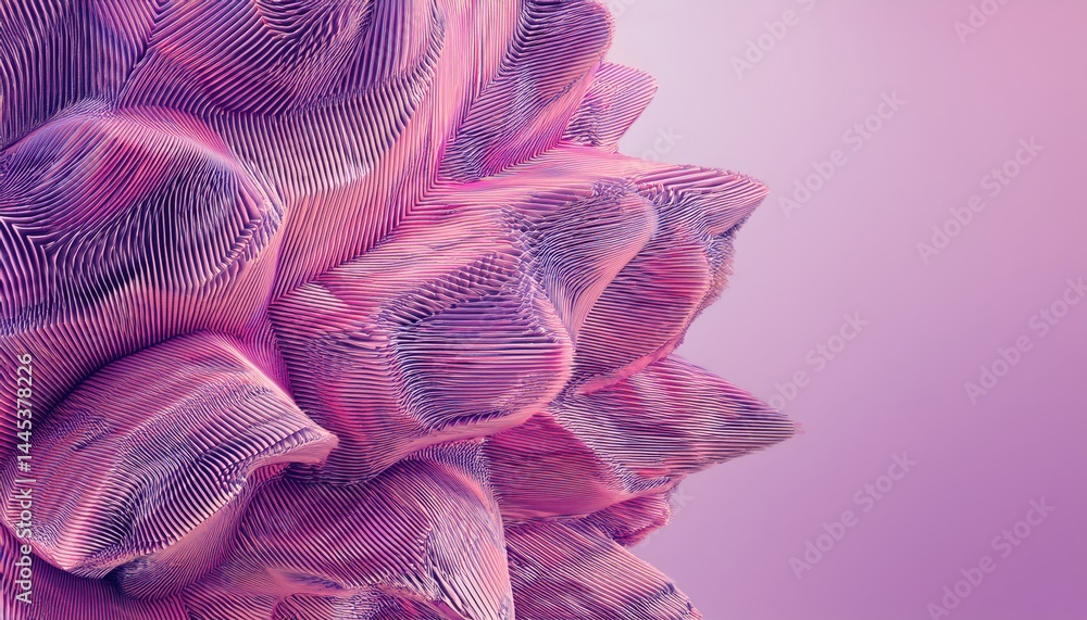 Poster abstract pink purple textured lines sculpture design for web branding print media