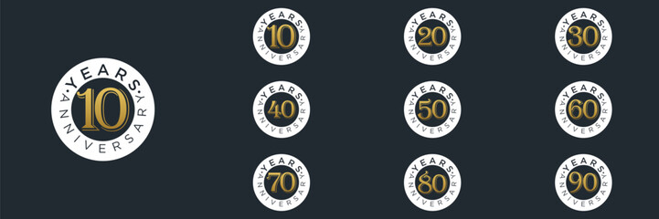 Anniversary gold logo set vector design