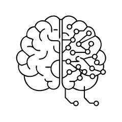 ai brain icon, ai brain line art - simple line art of ai brain, perfect for ai brain logos and icons