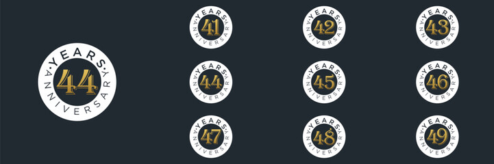Anniversary gold logo set vector design