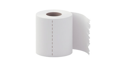 Isolated Roll of White Toilet Paper with Perforations