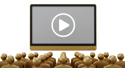 Isolated Audience Watching Video on Big Screen Display