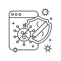 antivirus icon, antivirus line art - simple line art of antivirus, perfect for antivirus logos and icons