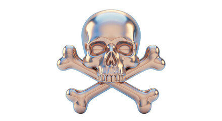 Isolated Skull and Crossbones Symbol in Metallic Style