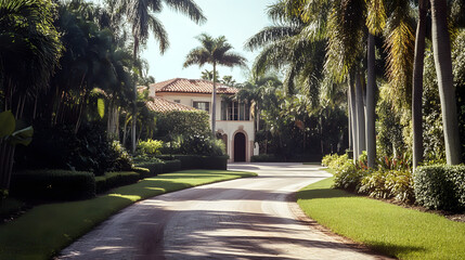 Obraz premium Expensive home with trees and gar