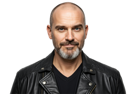 portrait of a middle-aged white man on transparent background