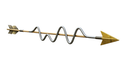 Isolated Decorative Arrow with Wavy Shaft Design