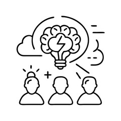 brainstorming icon, brainstorming line art - simple line art of brainstorming, perfect for brainstorming logos and icons