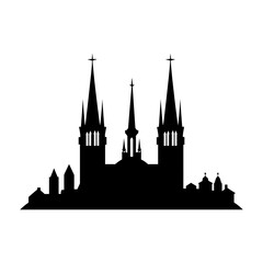 Gothic Cathedral Silhouette Clipart