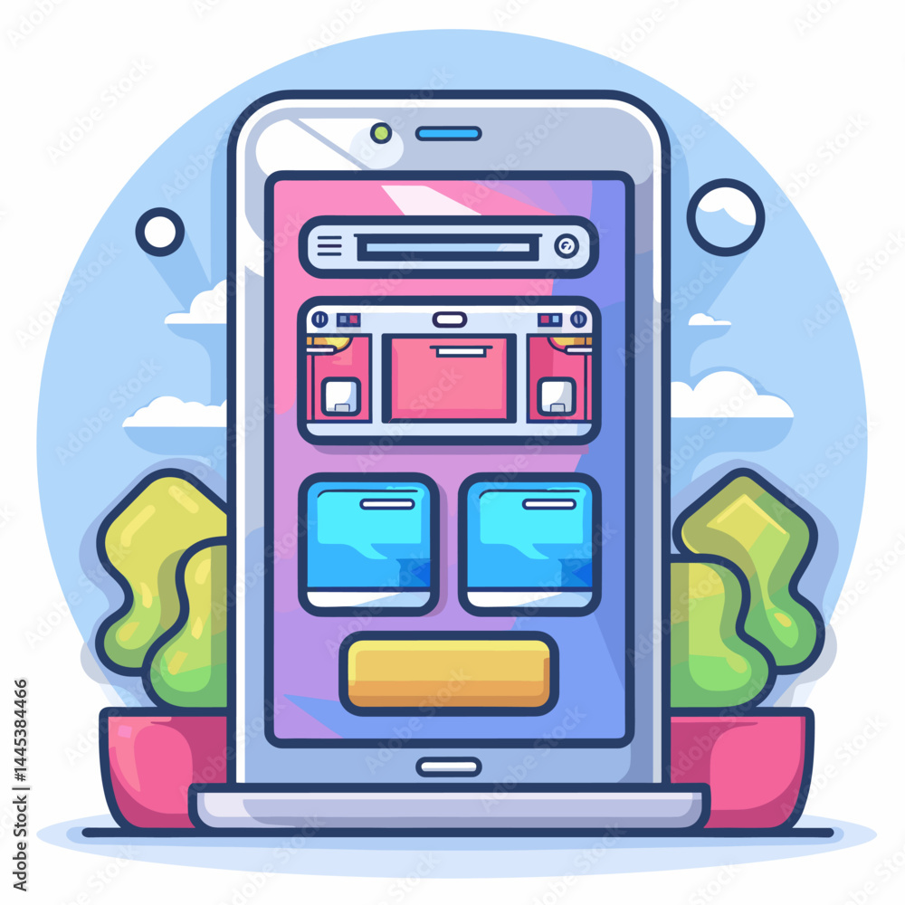 Poster smartphone and web browser window. vector illustration in flat style.