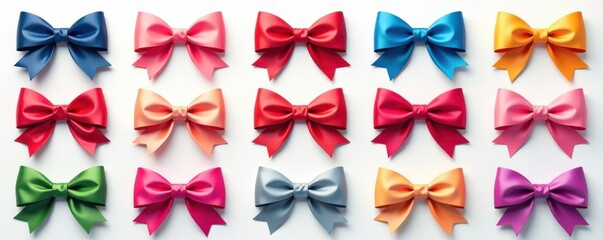 Colorful vector bows and tags collection, celebration, party, accessory