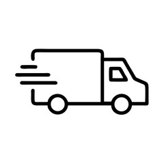 Delivery truck icon in motion representing fast shipping  