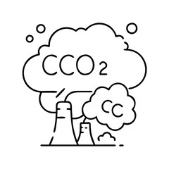 carbon emissions icon, carbon emissions line art - simple line art of carbon emissions, perfect for carbon emissions logos and icons