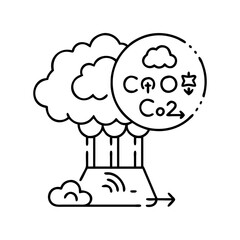 carbon emissions icon, carbon emissions line art - simple line art of carbon emissions, perfect for carbon emissions logos and icons