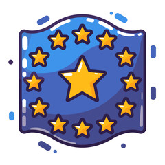 United States of America flag icon in cartoon style on a white background
