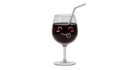 Isolated Playful Kawaii Drink with Straw