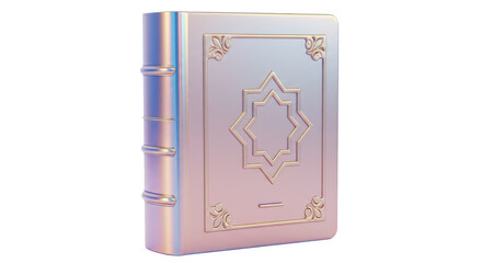 Isolated Iridescent Book with Geometric Design