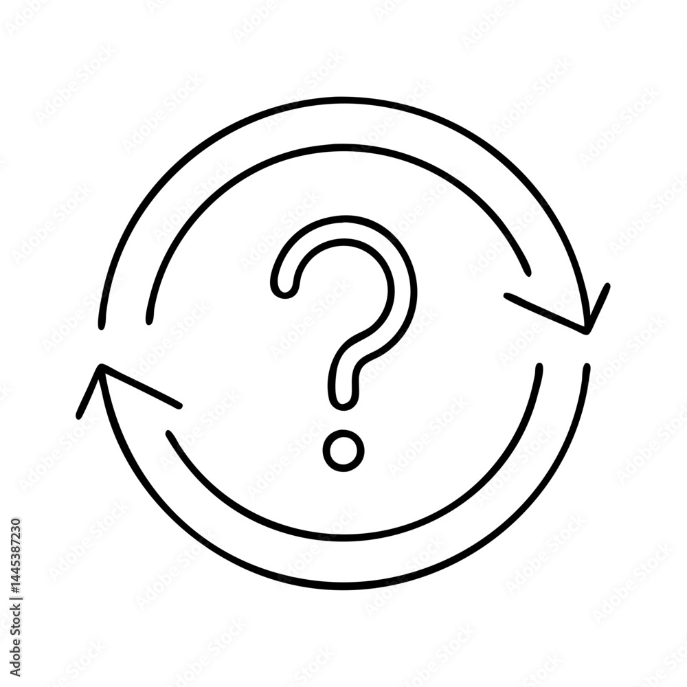 Poster circular arrow with question mark revisit questio icon