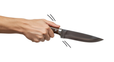 Isolated Hand Holding Sharp Kitchen Knife