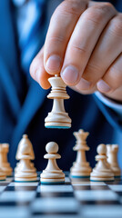 Chess player making a strategic move during a tense match