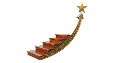Isolated Stairway to Success with Gold Star