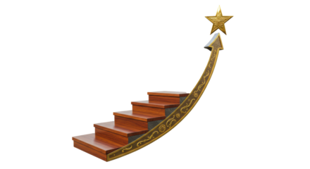 Isolated Stairway to Success with Gold Star